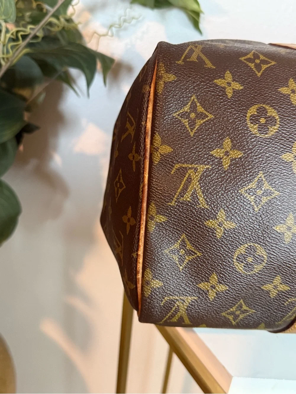 Louis Vuitton Brown Monogram Canvas Duffel with Tan Leather Trim